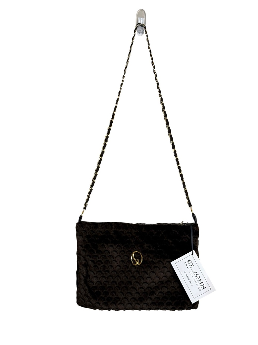 St. John Marie Gray Vintage Faux Fur Muff Hand Warmer Shoulder Bag Brown w/tag - Picture 2 of 10